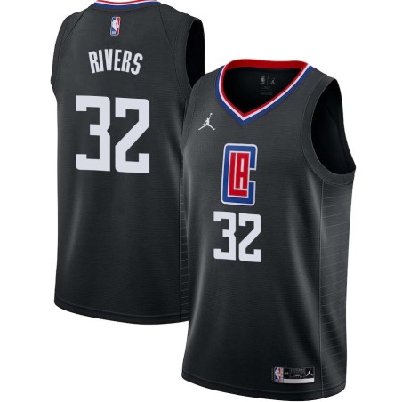 Black David Rivers Twill Basketball Jersey -Clippers #32 Rivers Twill Jerseys, FREE SHIPPING