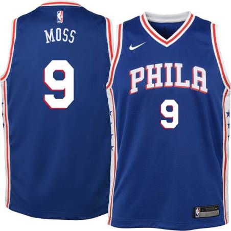 Blue Perry Moss Twill Basketball Jersey -76ers #9 Moss Twill Jerseys, FREE SHIPPING