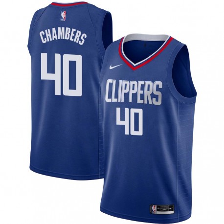 Blue Jerry Chambers Twill Basketball Jersey -Clippers #40 Chambers Twill Jerseys, FREE SHIPPING