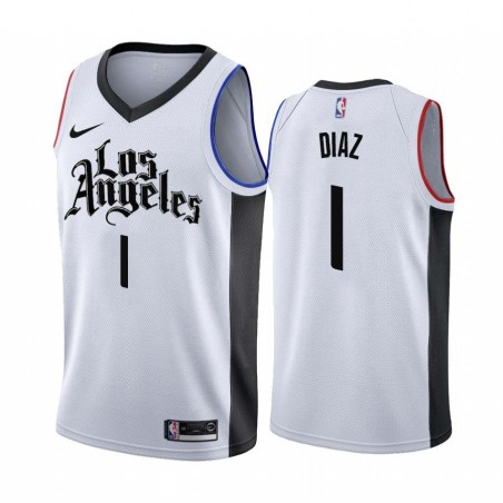 2019-20City Guillermo Diaz Twill Basketball Jersey -Clippers #1 Diaz Twill Jerseys, FREE SHIPPING