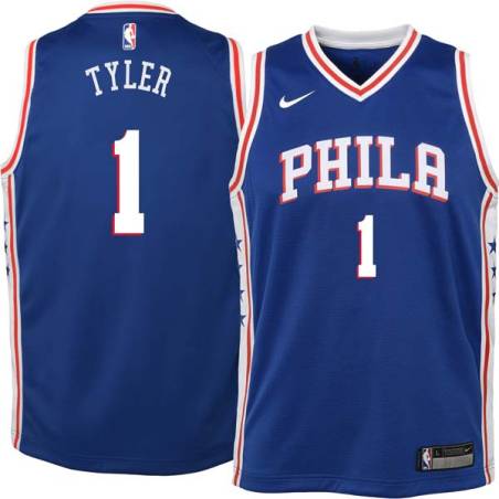 Blue B.J. Tyler Twill Basketball Jersey -76ers #1 Tyler Twill Jerseys, FREE SHIPPING
