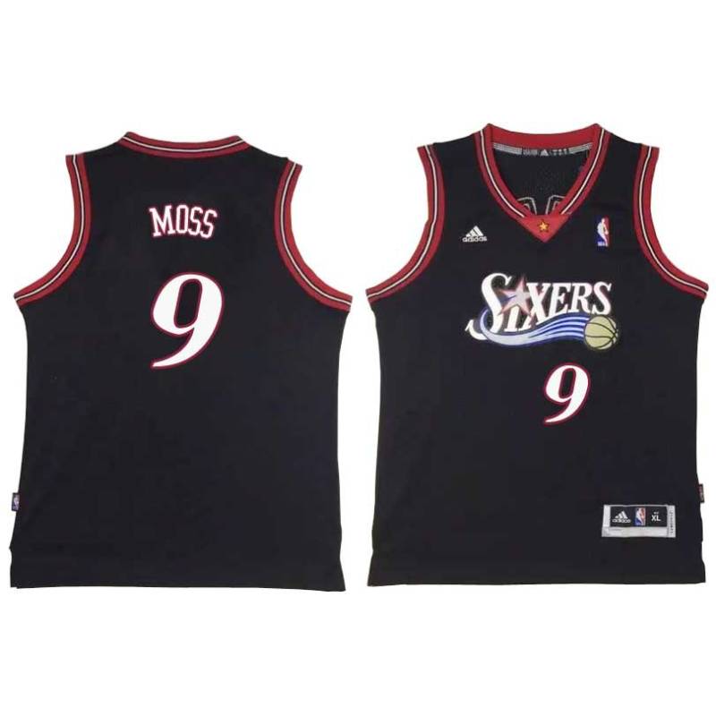 Black Throwback Perry Moss Twill Basketball Jersey -76ers #9 Moss Twill Jerseys, FREE SHIPPING