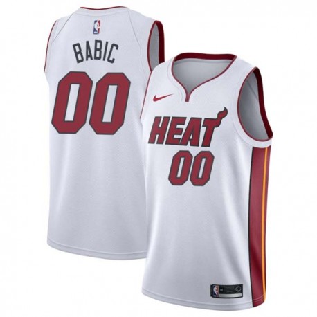 White Milos Babic Twill Basketball Jersey -Heat #00 Babic Twill Jerseys, FREE SHIPPING