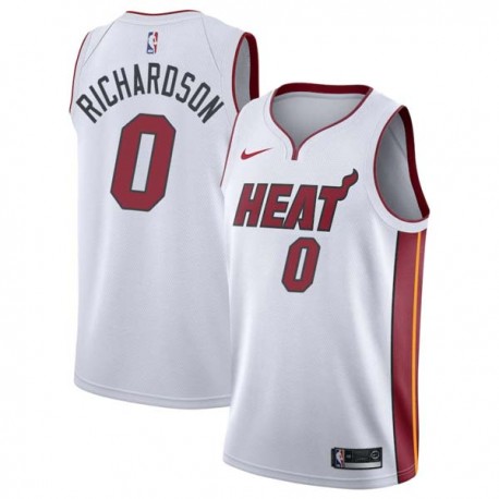 White Josh Richardson Twill Basketball Jersey -Heat #0 Richardson Twill Jerseys, FREE SHIPPING