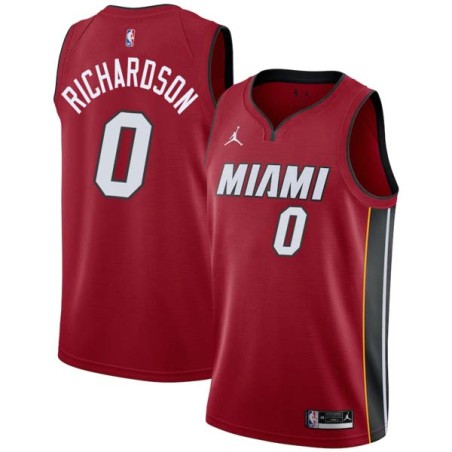 Red Josh Richardson Twill Basketball Jersey -Heat #0 Richardson Twill Jerseys, FREE SHIPPING