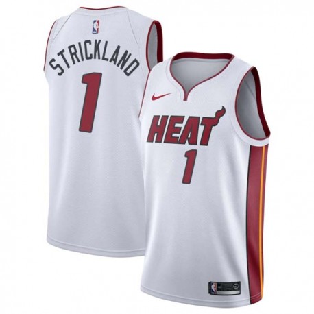 White Rod Strickland Twill Basketball Jersey -Heat #1 Strickland Twill Jerseys, FREE SHIPPING