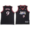 Black Throwback Willie Burton Twill Basketball Jersey -76ers #9 Burton Twill Jerseys, FREE SHIPPING