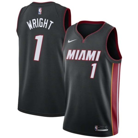 Black Dorell Wright Twill Basketball Jersey -Heat #1 Wright Twill Jerseys, FREE SHIPPING