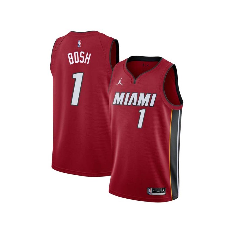 Red Chris Bosh Twill Basketball Jersey -Heat #1 Bosh Twill Jerseys, FREE SHIPPING