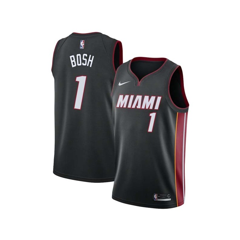 Black Chris Bosh Twill Basketball Jersey -Heat #1 Bosh Twill Jerseys, FREE SHIPPING