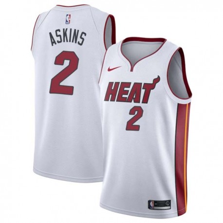 White Keith Askins Twill Basketball Jersey -Heat #2 Askins Twill Jerseys, FREE SHIPPING