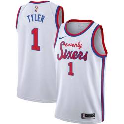 White Classic B.J. Tyler Twill Basketball Jersey -76ers #1 Tyler Twill Jerseys, FREE SHIPPING