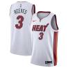 White Khalid Reeves Twill Basketball Jersey -Heat #3 Reeves Twill Jerseys, FREE SHIPPING