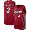 Red Khalid Reeves Twill Basketball Jersey -Heat #3 Reeves Twill Jerseys, FREE SHIPPING