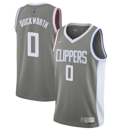 Gray_Earned Kevin Duckworth Twill Basketball Jersey -Clippers #00 Duckworth Twill Jerseys, FREE SHIPPING
