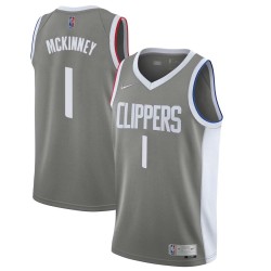 Gray_Earned Billy McKinney Twill Basketball Jersey -Clippers #1 McKinney Twill Jerseys, FREE SHIPPING