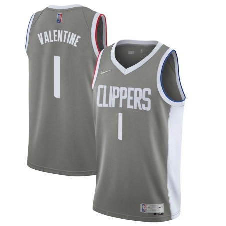 Gray_Earned Darnell Valentine Twill Basketball Jersey -Clippers #1 Valentine Twill Jerseys, FREE SHIPPING