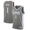 Gray_Earned Gary Grant Twill Basketball Jersey -Clippers #1 Grant Twill Jerseys, FREE SHIPPING