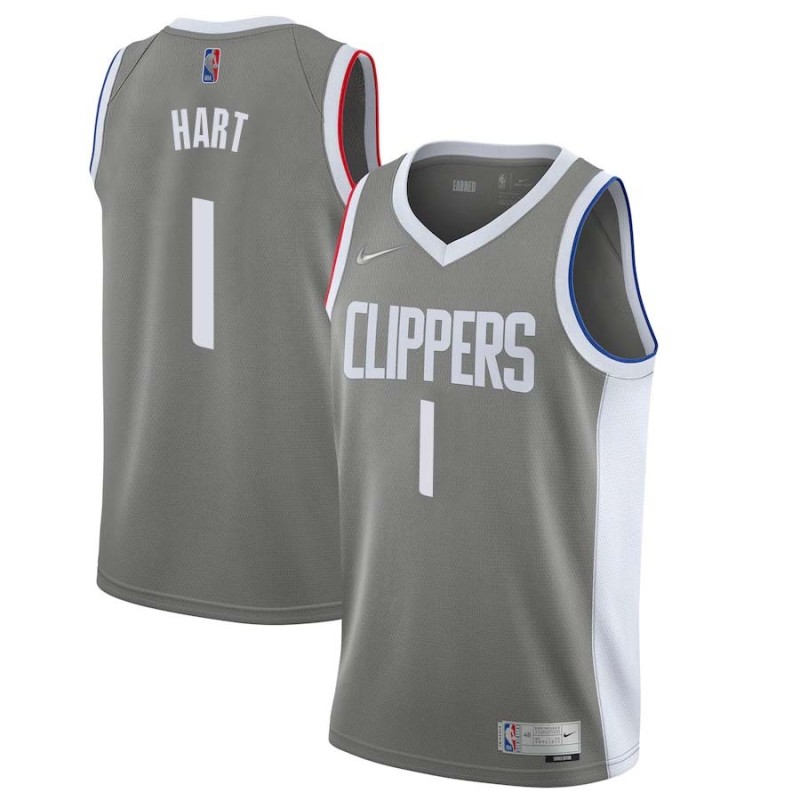 Gray_Earned Jason Hart Twill Basketball Jersey -Clippers #1 Hart Twill Jerseys, FREE SHIPPING