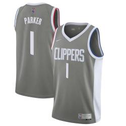 Gray_Earned Smush Parker Twill Basketball Jersey -Clippers #1 Parker Twill Jerseys, FREE SHIPPING