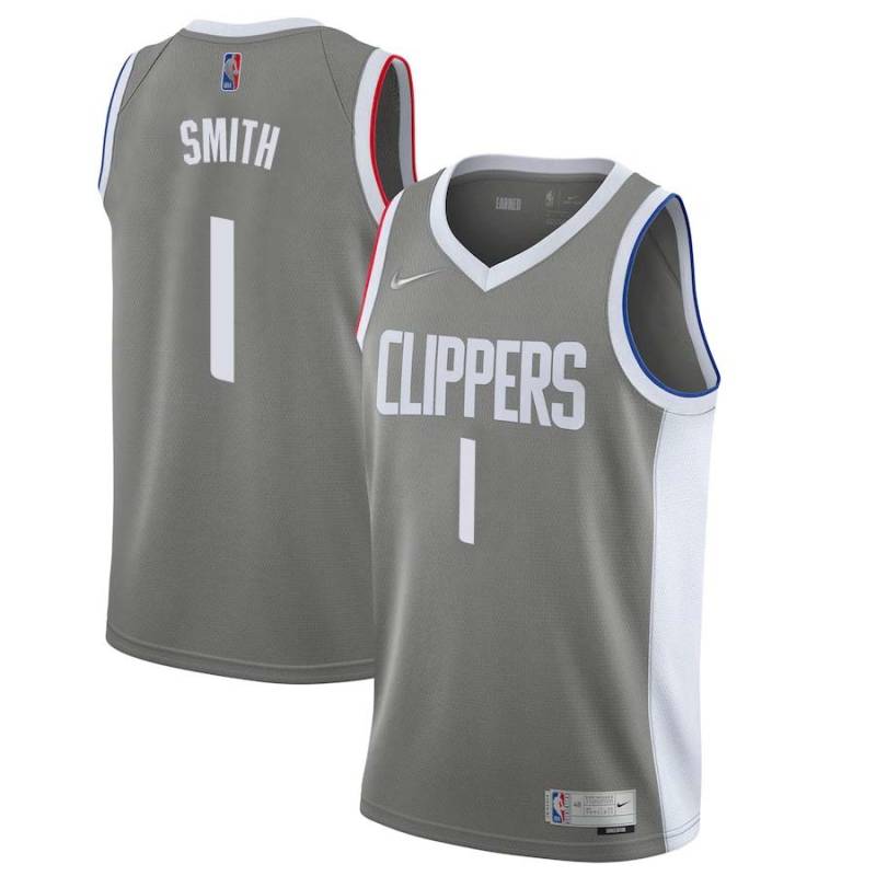 Gray_Earned Craig Smith Twill Basketball Jersey -Clippers #1 Smith Twill Jerseys, FREE SHIPPING