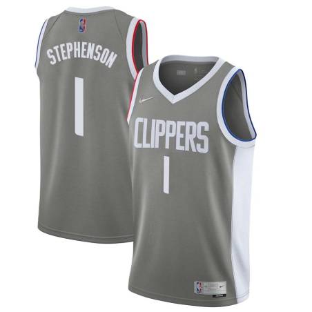 Gray_Earned Lance Stephenson Twill Basketball Jersey -Clippers #1 Stephenson Twill Jerseys, FREE SHIPPING