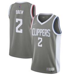 Gray_Earned Larry Drew Twill Basketball Jersey -Clippers #2 Drew Twill Jerseys, FREE SHIPPING
