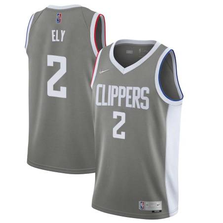 Gray_Earned Melvin Ely Twill Basketball Jersey -Clippers #2 Ely Twill Jerseys, FREE SHIPPING