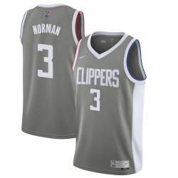 Gray_Earned Ken Norman Twill Basketball Jersey -Clippers #3 Norman Twill Jerseys, FREE SHIPPING