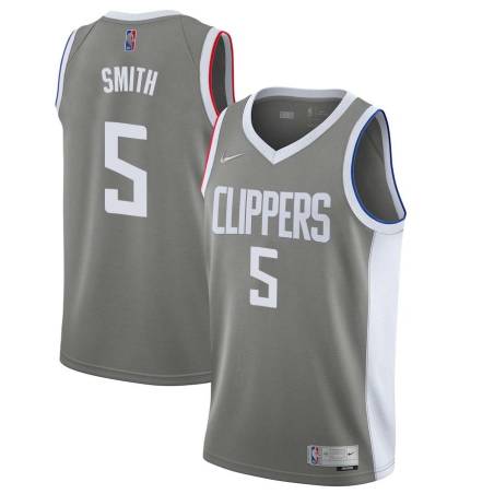 Gray_Earned Josh Smith Twill Basketball Jersey -Clippers #5 Smith Twill Jerseys, FREE SHIPPING