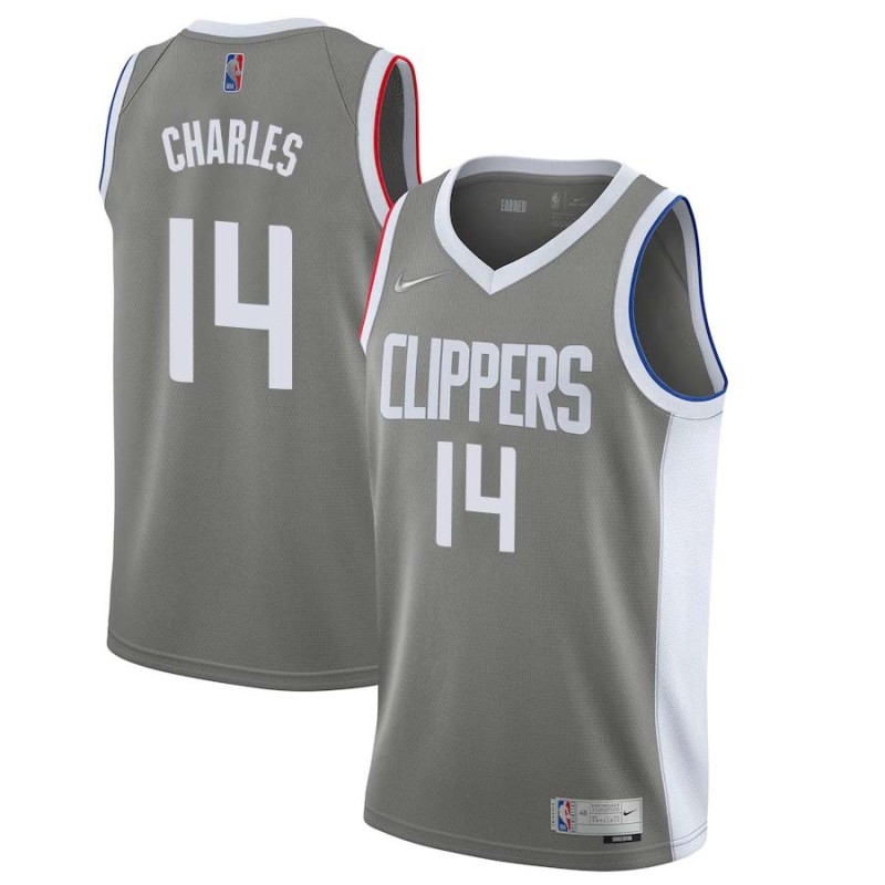 Gray_Earned Ken Charles Twill Basketball Jersey -Clippers #14 Charles Twill Jerseys, FREE SHIPPING