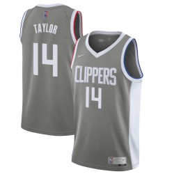 Gray_Earned Brian Taylor Twill Basketball Jersey -Clippers #14 Taylor Twill Jerseys, FREE SHIPPING