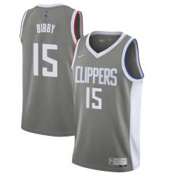 Gray_Earned Henry Bibby Twill Basketball Jersey -Clippers #15 Bibby Twill Jerseys, FREE SHIPPING