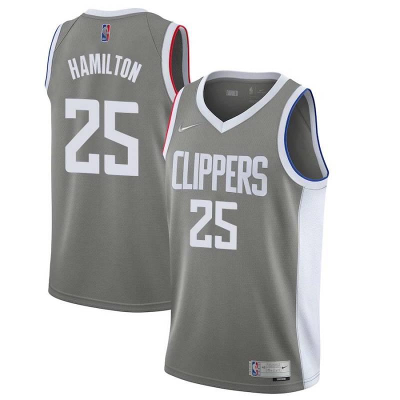 Gray_Earned Zendon Hamilton Twill Basketball Jersey -Clippers #25 Hamilton Twill Jerseys, FREE SHIPPING