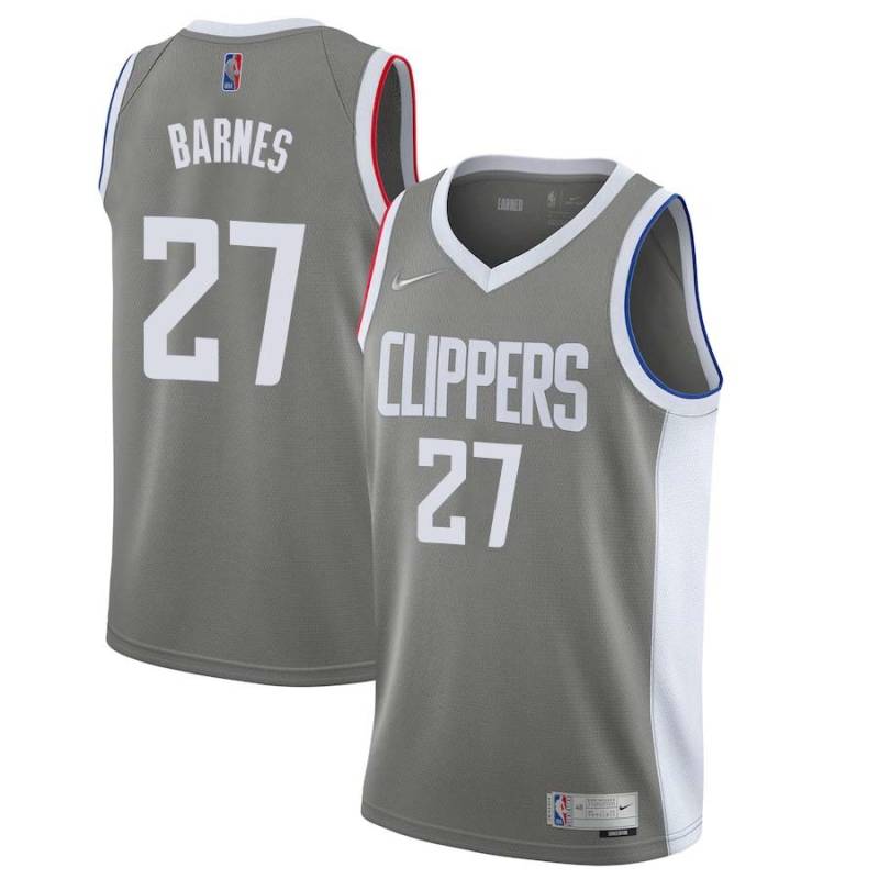 Gray_Earned Marvin Barnes Twill Basketball Jersey -Clippers #27 Barnes Twill Jerseys, FREE SHIPPING