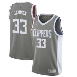 Gray_Earned Antawn Jamison Twill Basketball Jersey -Clippers #33 Jamison Twill Jerseys, FREE SHIPPING