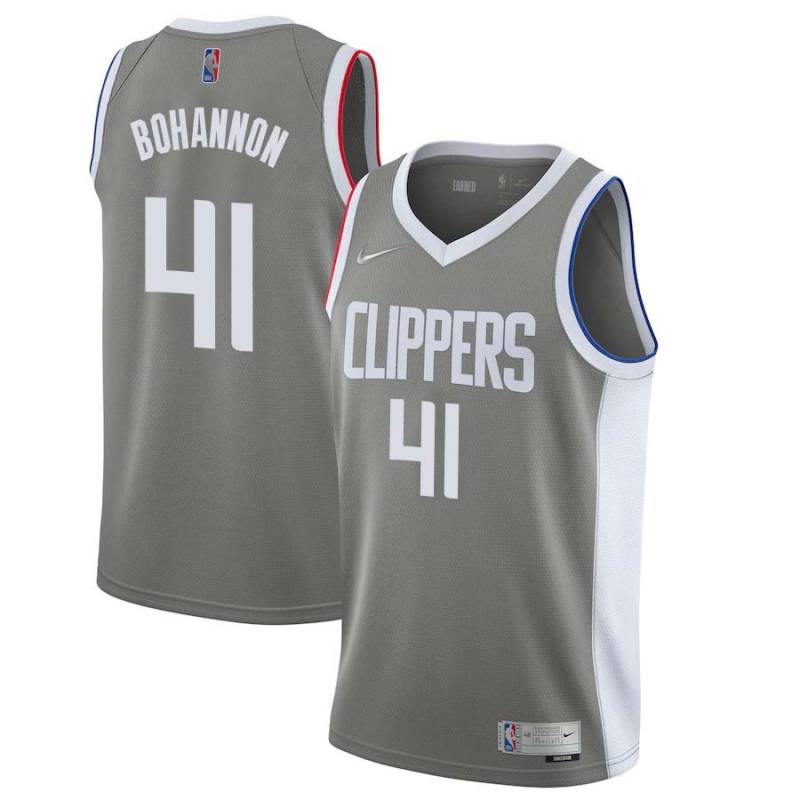 Gray_Earned Etdrick Bohannon Twill Basketball Jersey -Clippers #41 Bohannon Twill Jerseys, FREE SHIPPING