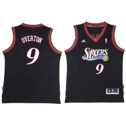 Black Throwback Doug Overton Twill Basketball Jersey -76ers #9 Overton Twill Jerseys, FREE SHIPPING