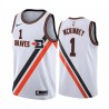 White_Throwback Billy McKinney Twill Basketball Jersey -Clippers #1 McKinney Twill Jerseys, FREE SHIPPING