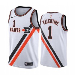 White_Throwback Darnell Valentine Twill Basketball Jersey -Clippers #1 Valentine Twill Jerseys, FREE SHIPPING