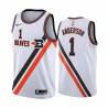 White_Throwback Derek Anderson Twill Basketball Jersey -Clippers #1 Anderson Twill Jerseys, FREE SHIPPING