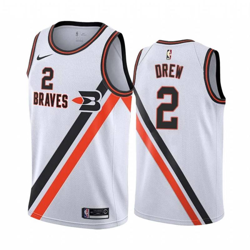 White_Throwback Larry Drew Twill Basketball Jersey -Clippers #2 Drew Twill Jerseys, FREE SHIPPING