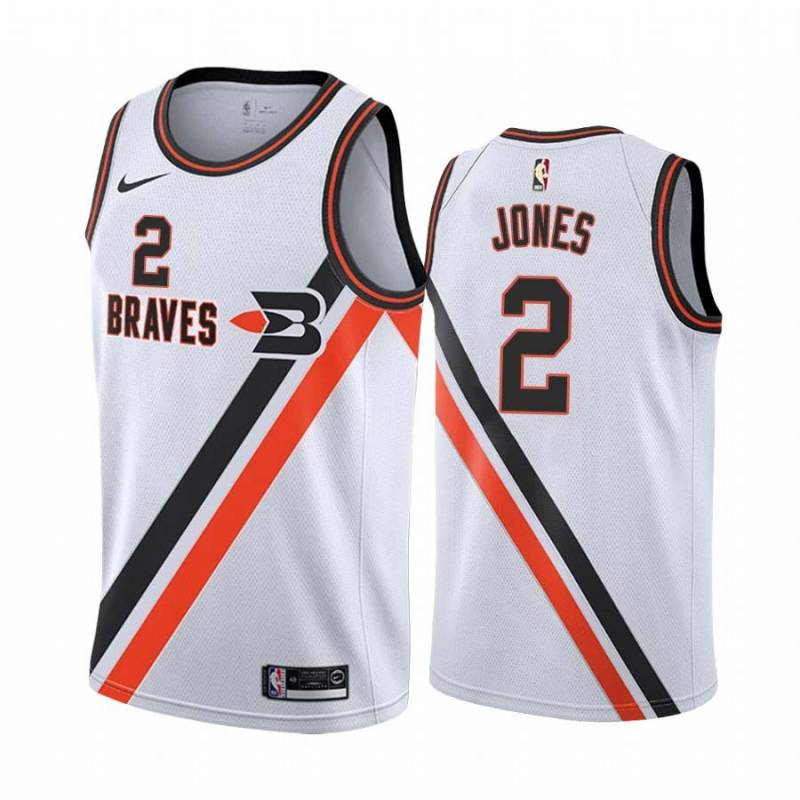 White_Throwback Charles Jones Twill Basketball Jersey -Clippers #2 Jones Twill Jerseys, FREE SHIPPING