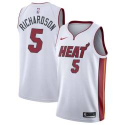 White Quentin Richardson Twill Basketball Jersey -Heat #5 Richardson Twill Jerseys, FREE SHIPPING