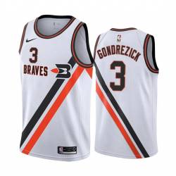 White_Throwback Grant Gondrezick Twill Basketball Jersey -Clippers #3 Gondrezick Twill Jerseys, FREE SHIPPING