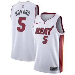 White Juwan Howard Twill Basketball Jersey -Heat #5 Howard Twill Jerseys, FREE SHIPPING