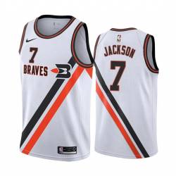 White_Throwback Luke Jackson Twill Basketball Jersey -Clippers #7 Jackson Twill Jerseys, FREE SHIPPING