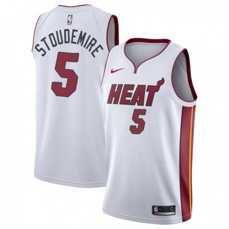 White Amar'e Stoudemire Twill Basketball Jersey -Heat #5 Stoudemire Twill Jerseys, FREE SHIPPING