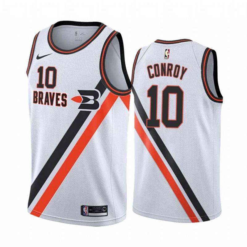 White_Throwback Will Conroy Twill Basketball Jersey -Clippers #10 Conroy Twill Jerseys, FREE SHIPPING