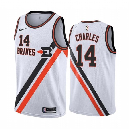 White_Throwback Ken Charles Twill Basketball Jersey -Clippers #14 Charles Twill Jerseys, FREE SHIPPING